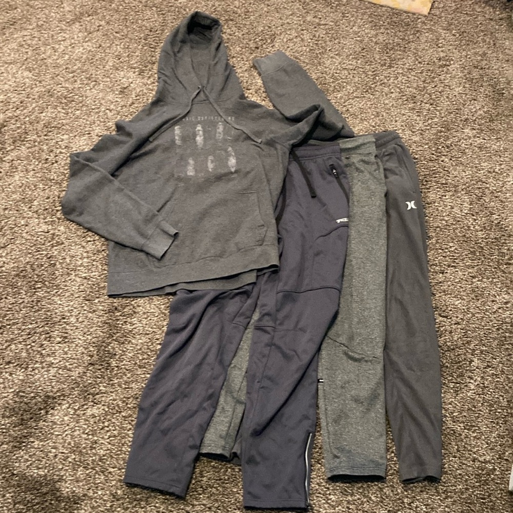 Hurley Gray and Black Sweatpants & Joggers